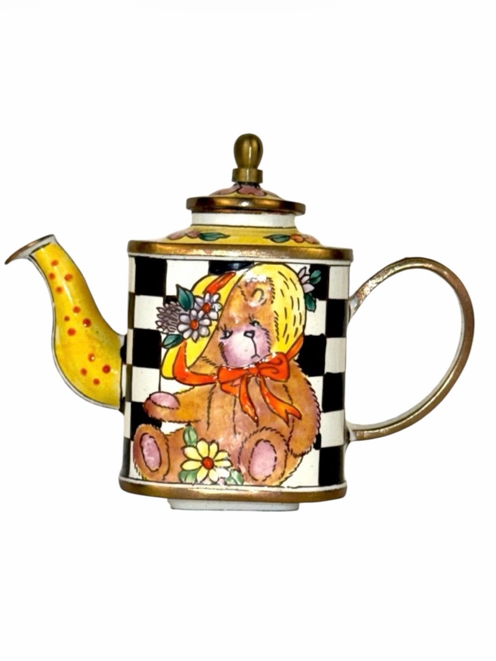 Authentic KELVIN CHEN Miniature Enamel Teapot featuring Charlotte di Vita